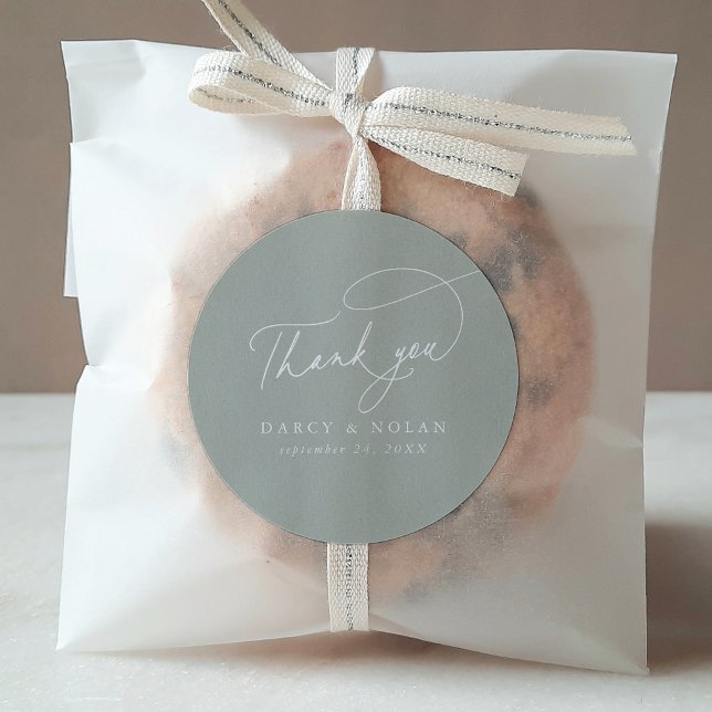 Adesivo Charm Green Wedding Elegante Obrigado Stickers (Criador carregado)