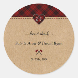 Adesivo Charm Rustic Red Buffalo Xadrez Monograma Casament