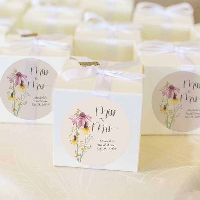 Adesivo Charme de Flor Silvestre Chuveiro de Noiva Miss to (Miss to Mrs bridal shower sticker from my Wildflower Charm collection)