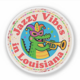 Adesivo Charme do Bayou_Louisiana Mardi Gras Jacaré Vintag
