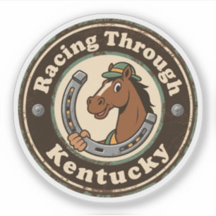 Adesivo Charme do Derby de Kentucky_ Cavalo com Chapéu de 