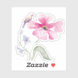Adesivo Charming Bird and Watercolor Flower Decorative 