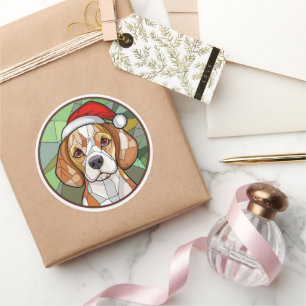 Adesivo Charming Canine Cheer: Beagle temeu o Natal