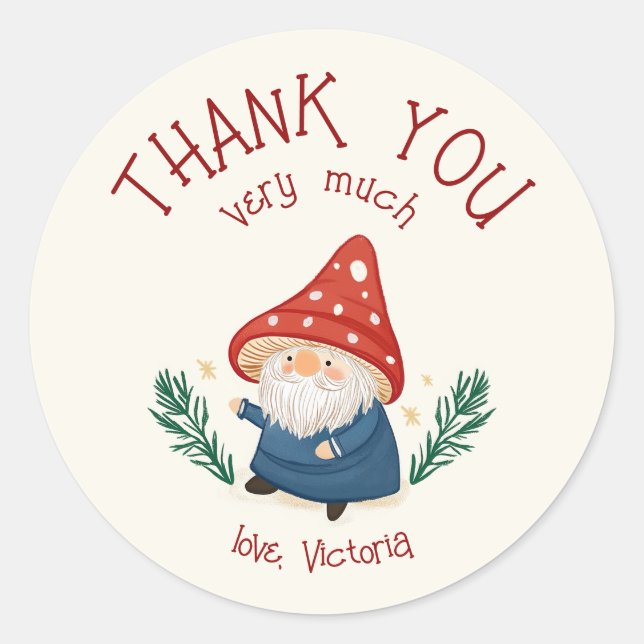 Adesivo Charming Mushroom Gnome Obrigado Sticker (Frente)