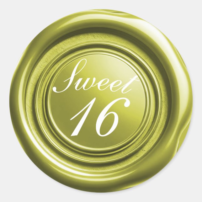 Adesivo Chartreuse Candle Wax Seal Drip Sweet 16 Wedding (Frente)