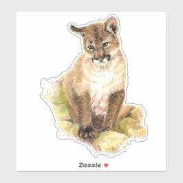 Adesivo Charuto de Aquarela, Puma, Cubo-Leão-Montanha