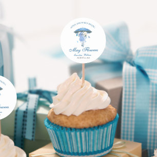 Adesivo Chás azuis trazem Chá de fraldas de flores