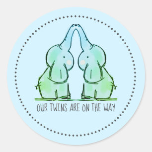 Adesivo Chás de fraldas de gêmeos de elefante azul