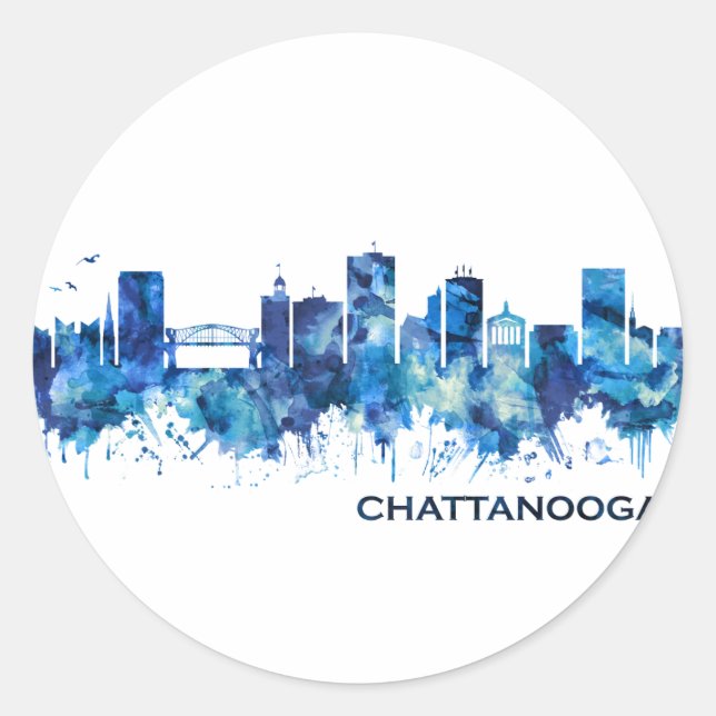 Adesivo Chattanooga Tennessee Skyline Blue (Frente)