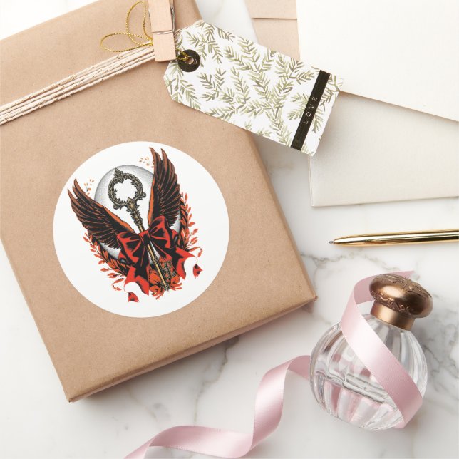 Adesivo Chave do Arco Gótico Velvet com Asas e Lua (Presentear)