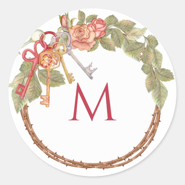 Adesivo Chave e coroa monogramas (Frente)