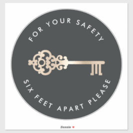 Adesivo Chave Vintage | Marcador de piso com Distância Soc