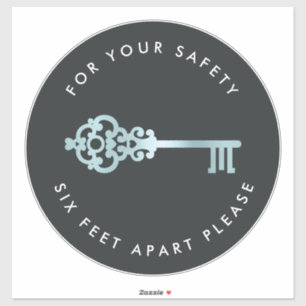 Adesivo Chave Vintage   Marcador de piso com Distância Soc