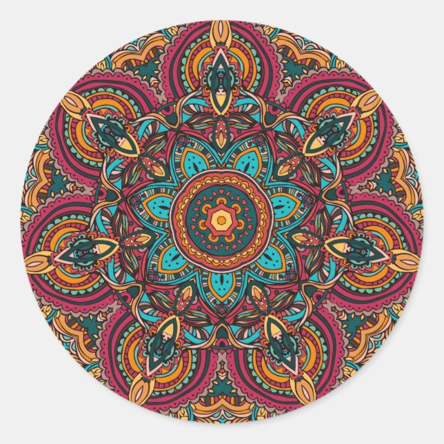 Adesivo Chaveiro de Botão Básico Trippy Mandala 2,25" (Frente)
