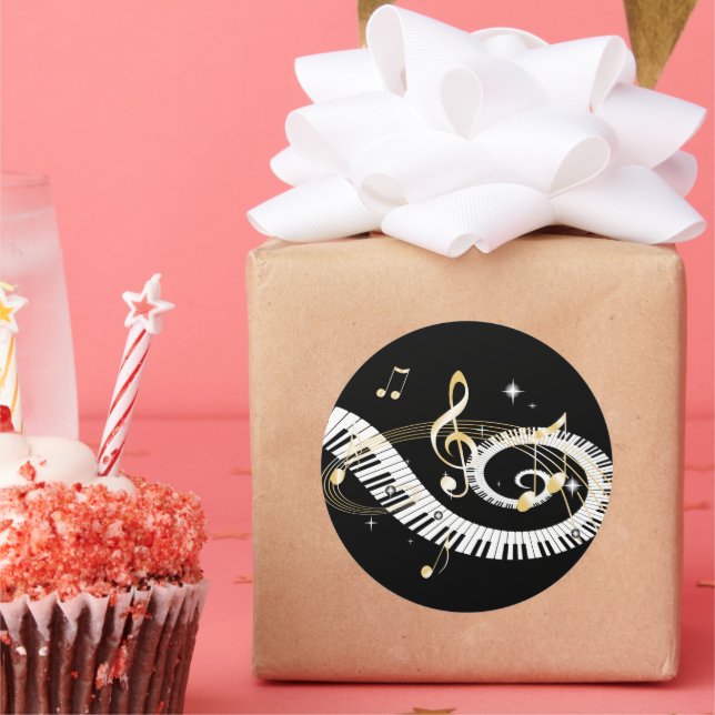 Adesivo Chaves de Piano e Notas de Música de Ouro (Festa)