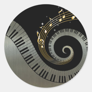 Adesivo Chaves do piano e prata Dourado das notas da