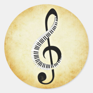 Adesivo Chaves do piano em um Clef da música