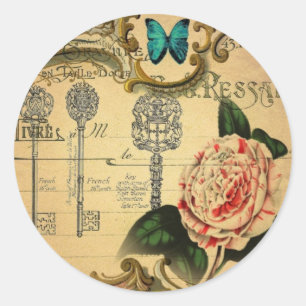 Adesivo Chaves parisienses Vintage Camellia Botânica Franc