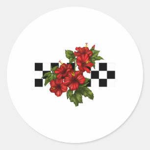 Adesivo Checkerboard de flores tropicais do Havaí Hibiscus