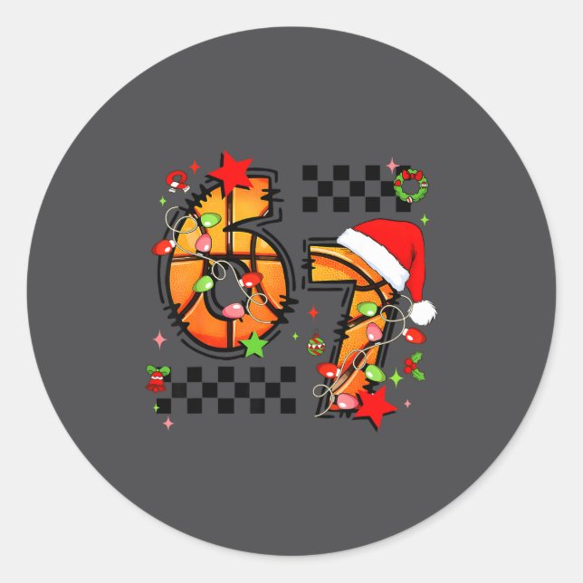 Adesivo Checkered 67 Basketball Santa Hat Christmas Six Se (Frente)