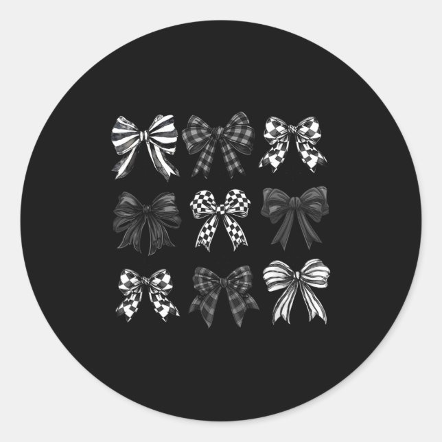 Adesivo Checkered Bow Coquette Funny Gift Tee Women, Men  (Frente)