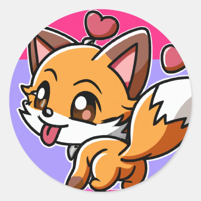Adesivo Checkie Cute Kawaii Chibi Fox (Frente)