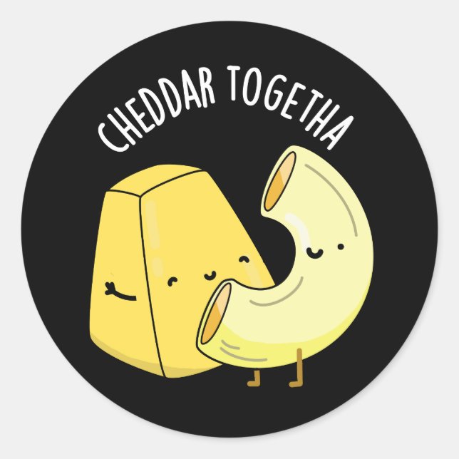 Adesivo Cheddar Juntos Piada de Comida Divertida Fundo Esc (Frente)