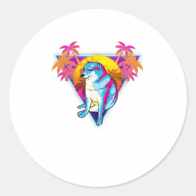 Adesivo Cheems Dog Funny Shiba Inu Dank Meme 80s Retro (Frente)