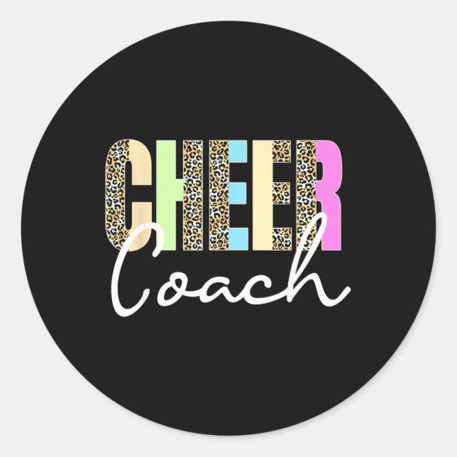 Adesivo Cheer Coach Leopard Cheerleading Cute Cheer Coach  (Frente)