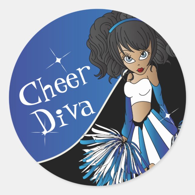 Adesivo Cheer Diva Girl Cheerleader em azul (Frente)