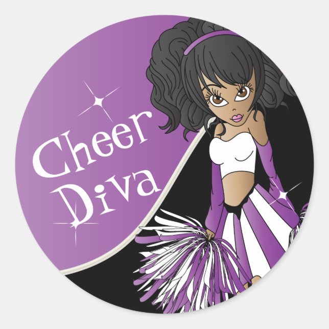 Adesivo Cheer Diva Girl Cheerleader em roxo (Frente)