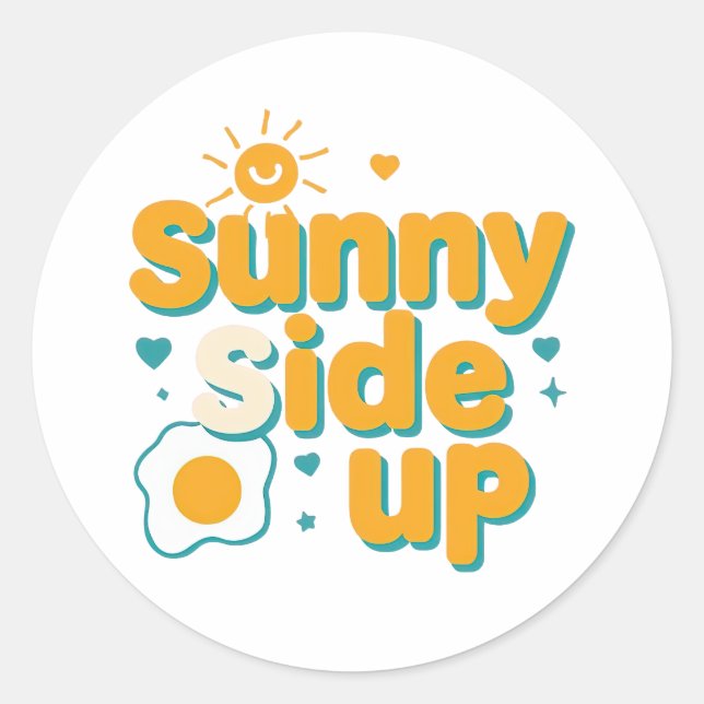 Adesivo Cheerful "Sunny Side Up" with Egg and Sun (Frente)