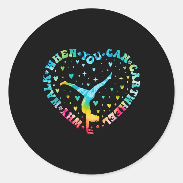 Adesivo Cheerleader de ginástica de roda cardíaca Tie dye  (Frente)