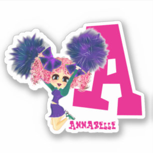 Adesivo Cheerleader de Meninas Personalizado Monograma Nom