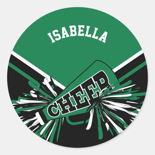 Adesivo cheerleader 📣 - Preto, Verde e Branco (Frente)
