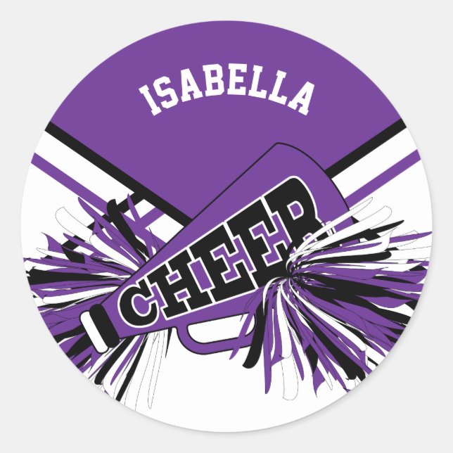 Adesivo cheerleader 📣 - Roxo, Preto e Branco (Frente)