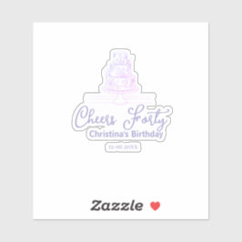 Adesivo Cheers forty happy birthday cake blue purple name 