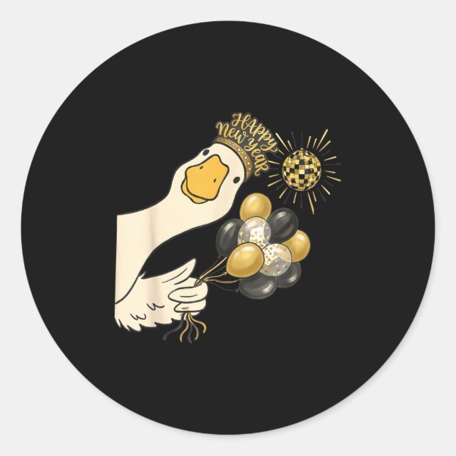 Adesivo Cheers Happy New Year 2026 Goose With Balloon Disc (Frente)