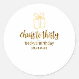 Adesivo Cheers to thirty yellow brown birthday pastel gift