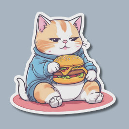 Adesivo Cheeseburger mastigando gato à prova de água