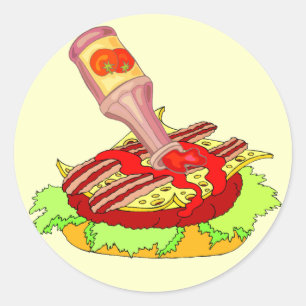 Adesivo Cheeseburger suíço do bacon com ketchup