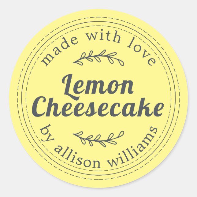 Adesivo Cheesecake de Limão Caseiro Amarelo (Frente)