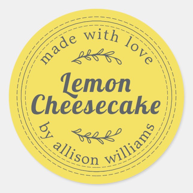 Adesivo Cheesecake de Limão Caseiro Amarelo (Frente)