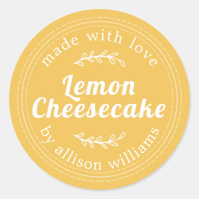 Adesivo Cheesecake de Limão Caseiro Rústico Amarelo (Frente)