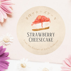 Adesivo Cheesecake de Morango Caseiro Kraft Paper Rústico