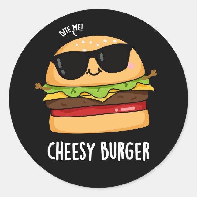 Adesivo Cheesy Burger Engraçado Comida Torna Escuro BG (Frente)
