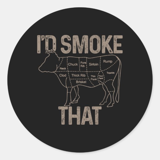 Adesivo Chef Butcher Cook Churrasco Id Fumar Que Carne De  (Frente)