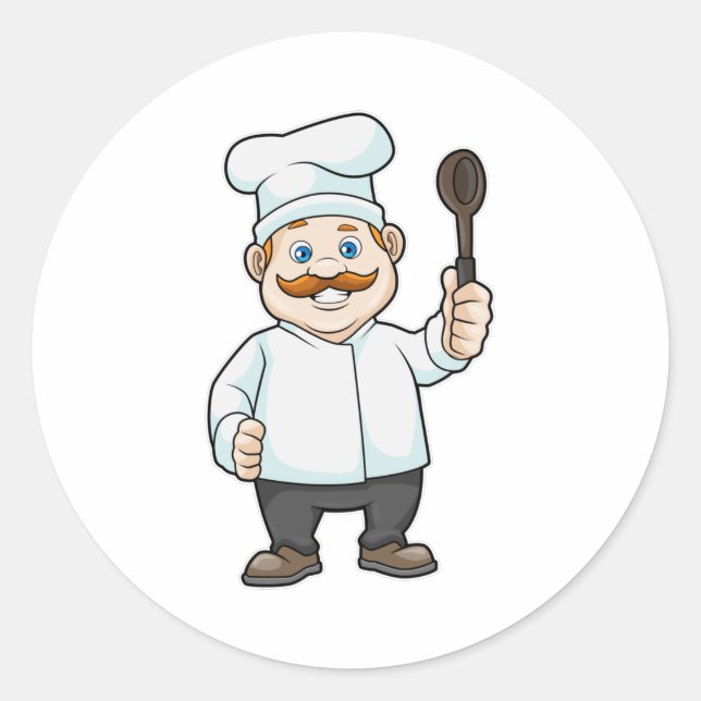Adesivo Chef com chapéu e colher de sopa de chef (Frente)