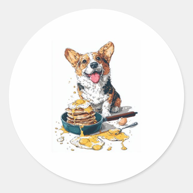 Adesivo Chef Corgi - Cão Cozinhar engraçado (Frente)