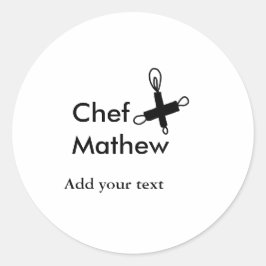 Adesivo Chef cozinheiro adiciona nome SMS homens padaria d